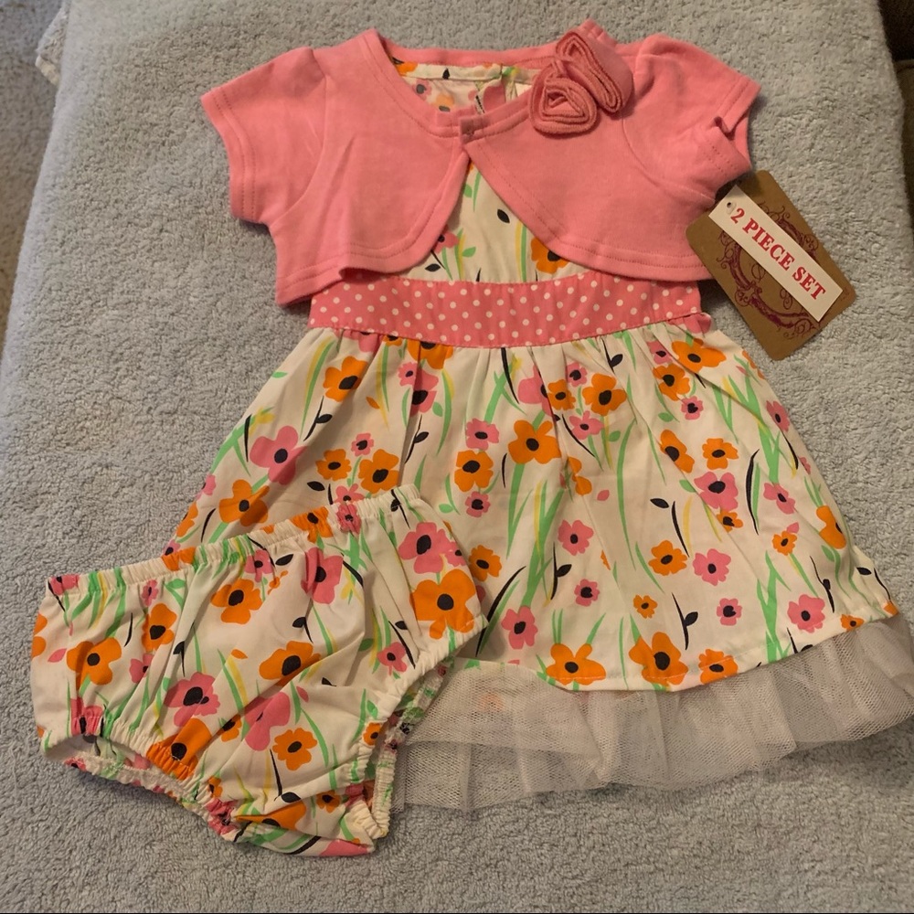 🐇 Sugah & Honey Baby Girls Size 12 months NWT Dress Easter Spring 3 pc set